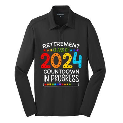 Retirement Class Of 2024 Teacher Countdown Silk Touch Performance Long Sleeve Polo