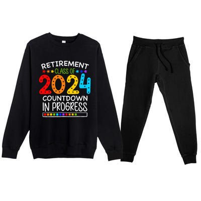 Retirement Class Of 2024 Teacher Countdown Premium Crewneck Sweatsuit Set