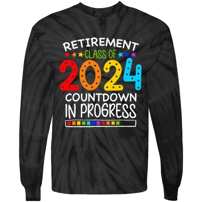 Retirement Class Of 2024 Teacher Countdown Tie-Dye Long Sleeve Shirt