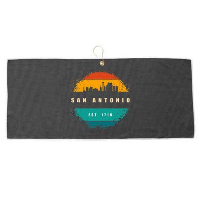 Retro City Of San Antonio Texas Large Microfiber Waffle Golf Towel