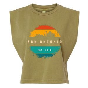 Retro City Of San Antonio Texas Garment-Dyed Women's Muscle Tee