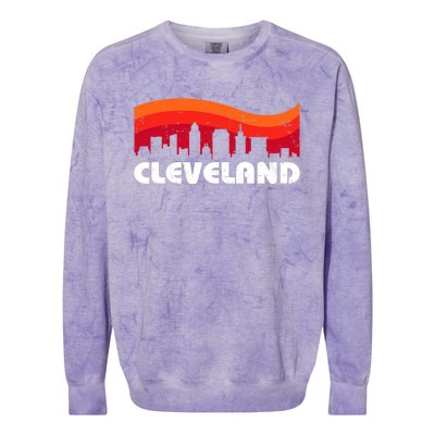 Retro Cleveland Ohio City Skyline Vintage CLE Souvenir Colorblast Crewneck Sweatshirt