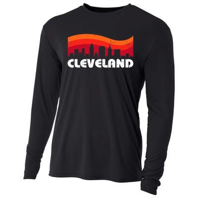 Retro Cleveland Ohio City Skyline Vintage CLE Souvenir Cooling Performance Long Sleeve Crew