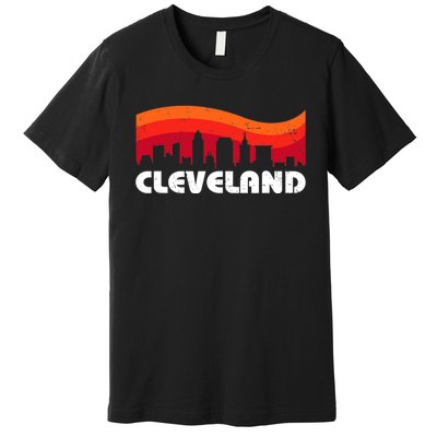 Retro Cleveland Ohio City Skyline Vintage CLE Souvenir Premium T-Shirt