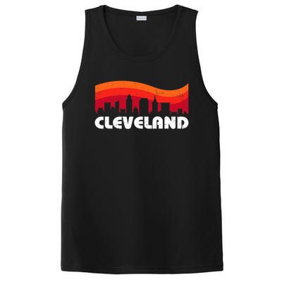 Retro Cleveland Ohio City Skyline Vintage CLE Souvenir PosiCharge Competitor Tank