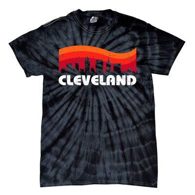 Retro Cleveland Ohio City Skyline Vintage CLE Souvenir Tie-Dye T-Shirt