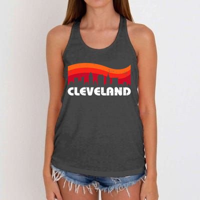 Retro Cleveland Ohio City Skyline Vintage CLE Souvenir Women's Knotted Racerback Tank