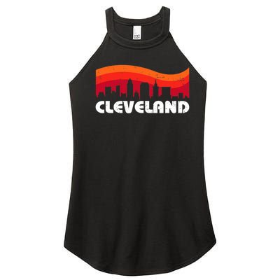 Retro Cleveland Ohio City Skyline Vintage CLE Souvenir Women’s Perfect Tri Rocker Tank