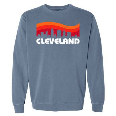 Retro Cleveland Ohio City Skyline Vintage CLE Souvenir Garment-Dyed Sweatshirt