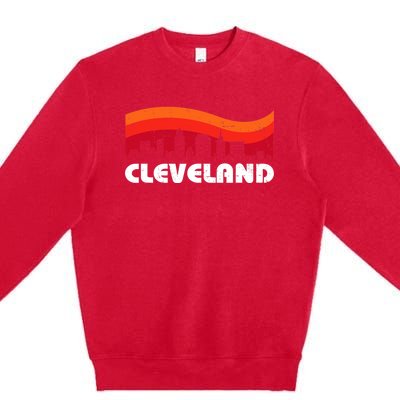 Retro Cleveland Ohio City Skyline Vintage CLE Souvenir Premium Crewneck Sweatshirt