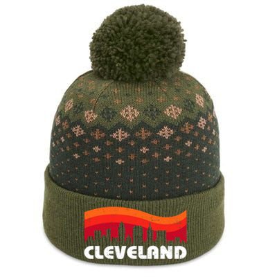 Retro Cleveland Ohio City Skyline Vintage CLE Souvenir The Baniff Cuffed Pom Beanie