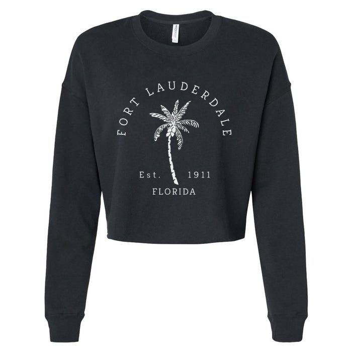 Retro Cool Original Fort Lauderdale Palm Tree Novelty Art Cropped Pullover Crew