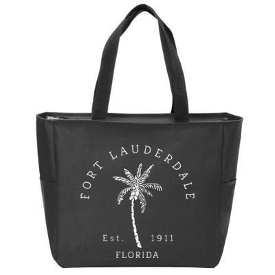 Retro Cool Original Fort Lauderdale Palm Tree Novelty Art Zip Tote Bag