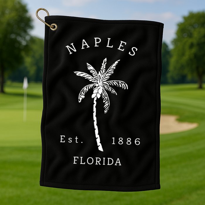 Retro Cool Original Naples Florida Beach Palm Tree Meaningful Gift Golf Towel