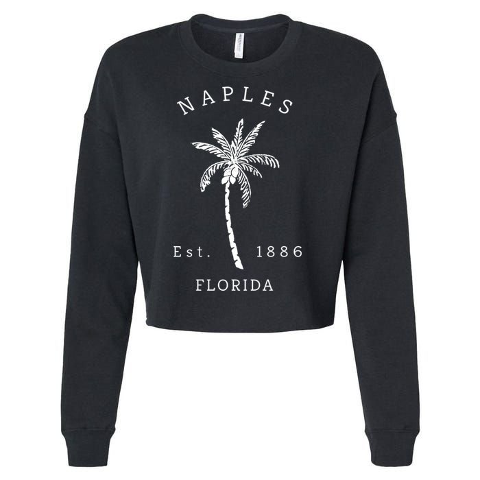 Retro Cool Original Naples Florida Beach Palm Tree Meaningful Gift Cropped Pullover Crew