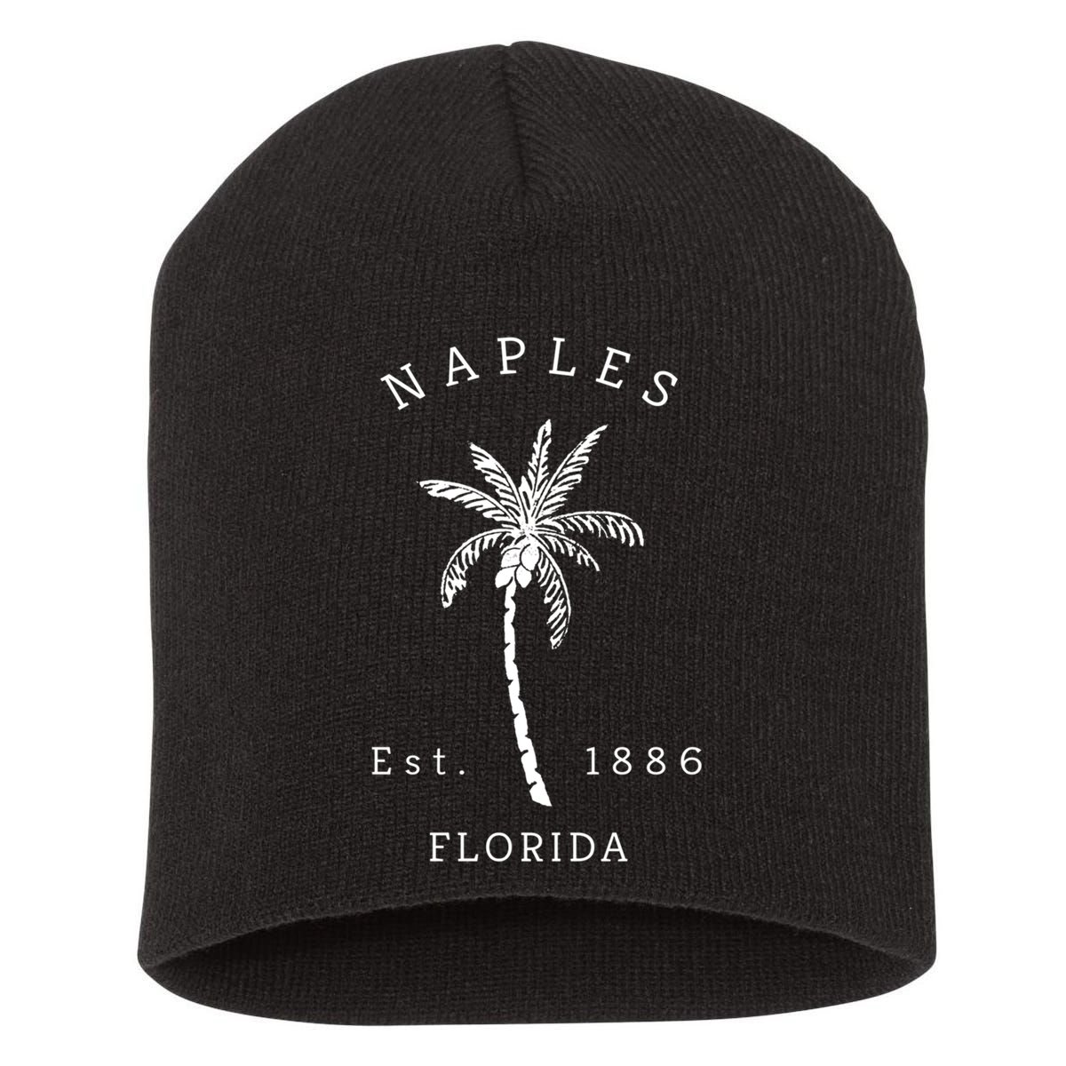 Retro Cool Original Naples Florida Beach Palm Tree Meaningful Gift Short Acrylic Beanie