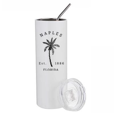 Retro Cool Original Naples Florida Beach Palm Tree Meaningful Gift Stainless Steel Tumbler