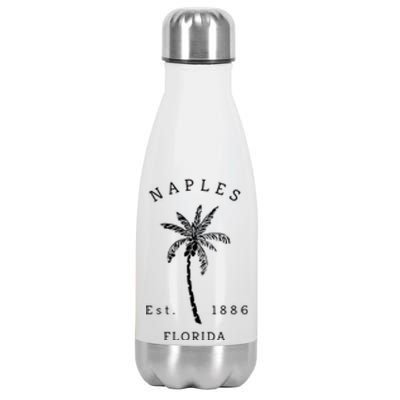 Retro Cool Original Naples Florida Beach Palm Tree Meaningful Gift Stainless Steel Insulated Water Bottle