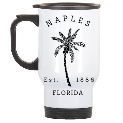 Retro Cool Original Naples Florida Beach Palm Tree Meaningful Gift Stainless Steel Travel Mug