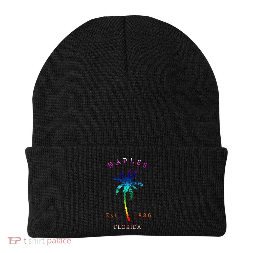 Retro Cool Original Naples Florida Beach Palm Tree Gift Beanie