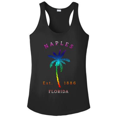 Retro Cool Original Naples Florida Beach Palm Tree Gift Ladies PosiCharge Competitor Racerback Tank