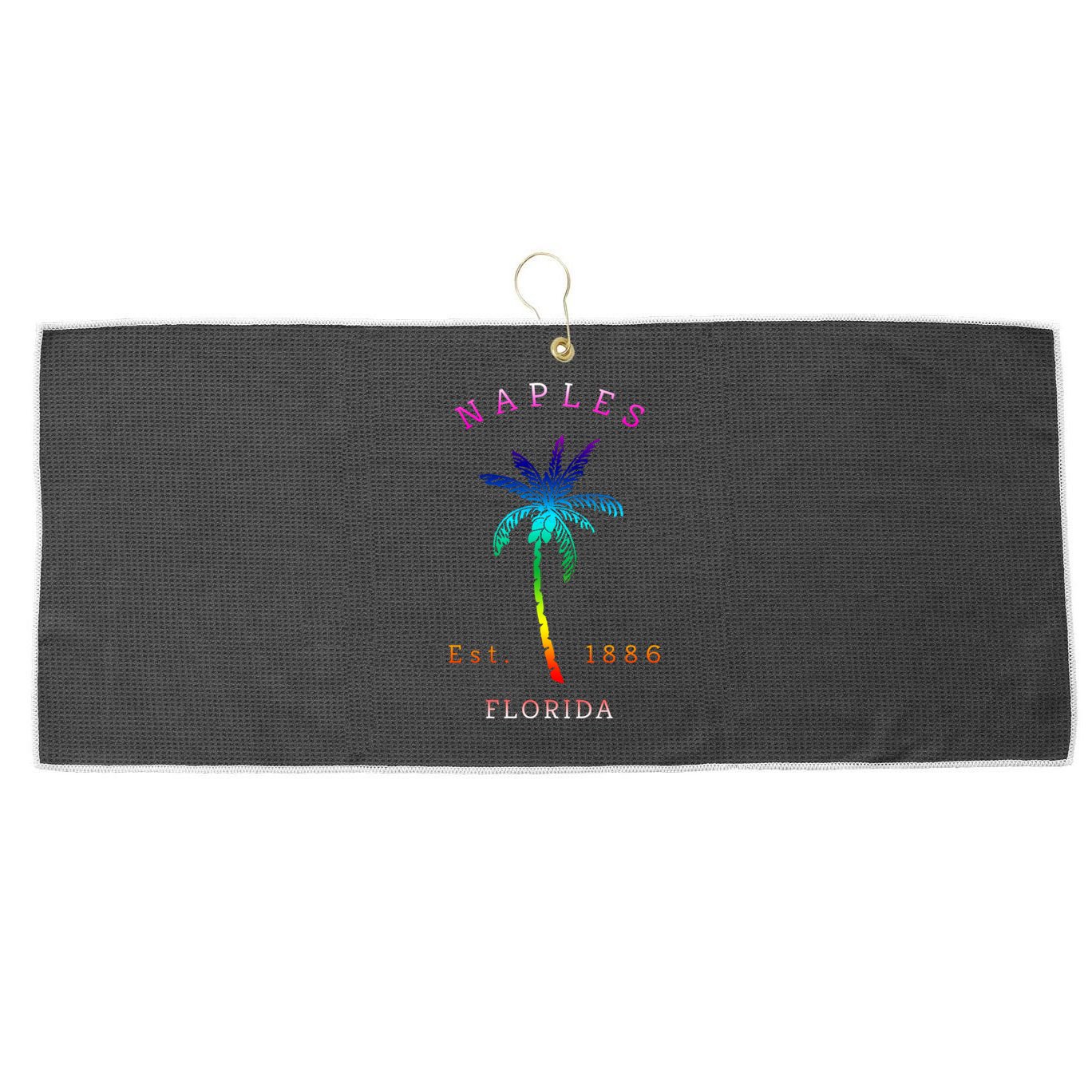 Retro Cool Original Naples Florida Beach Palm Tree Gift Large Microfiber Waffle Golf Towel