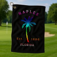Retro Cool Original Naples Florida Beach Palm Tree Gift Golf Towel