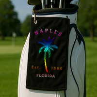 Retro Cool Original Naples Florida Beach Palm Tree Gift Golf Towel