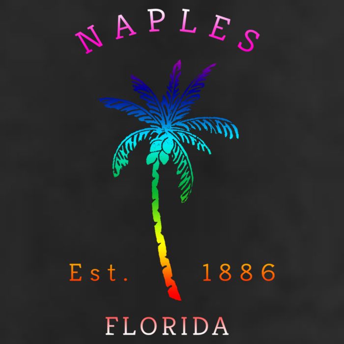 Retro Cool Original Naples Florida Beach Palm Tree Gift Golf Towel