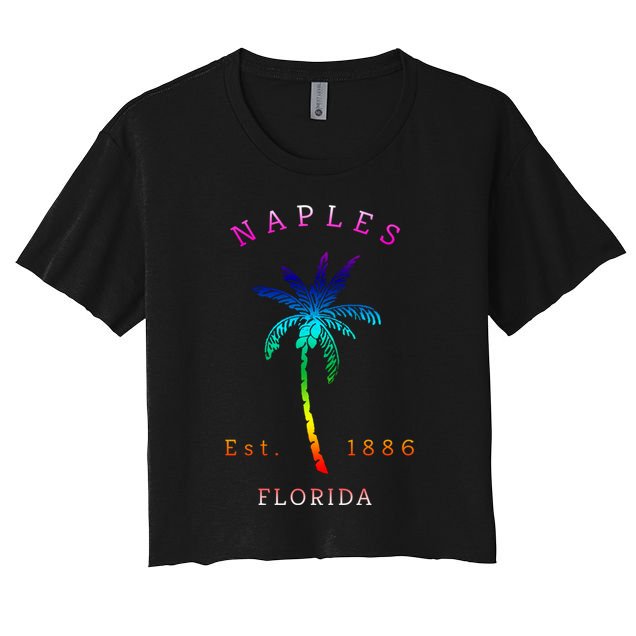 Retro Cool Original Naples Florida Beach Palm Tree Gift Crop Top