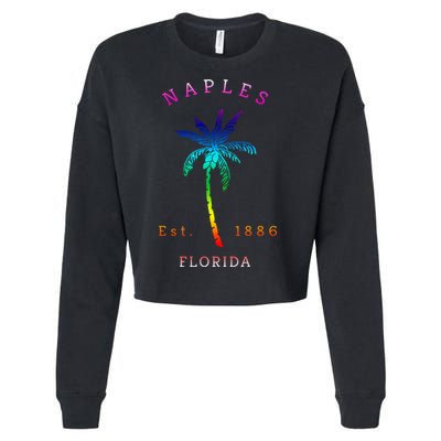 Retro Cool Original Naples Florida Beach Palm Tree Gift Cropped Pullover Crew