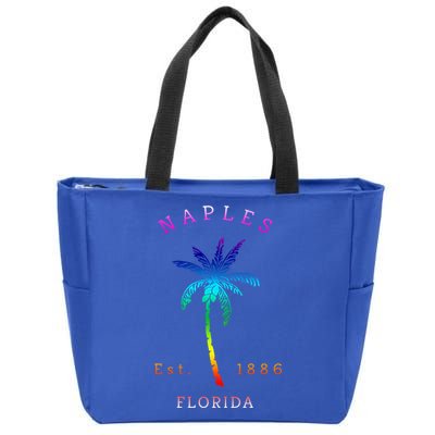 Retro Cool Original Naples Florida Beach Palm Tree Gift Zip Tote Bag