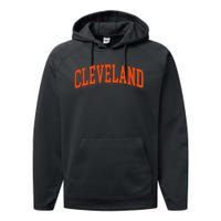 Retro Cleveland Ohio Arched Vintage Souvenir Performance Fleece Hoodie