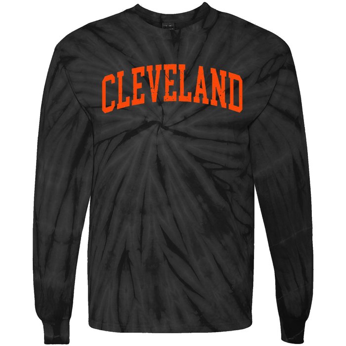 Retro Cleveland Ohio Arched Vintage Souvenir Tie-Dye Long Sleeve Shirt