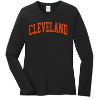 Retro Cleveland Ohio Arched Vintage Souvenir Ladies Long Sleeve Shirt