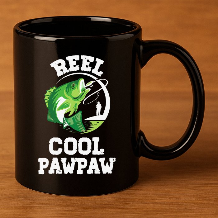 Reel Cool Pawpaw Fishing Fisherman Funny Retro Pawpaw 11oz C Handle Ceramic Mug