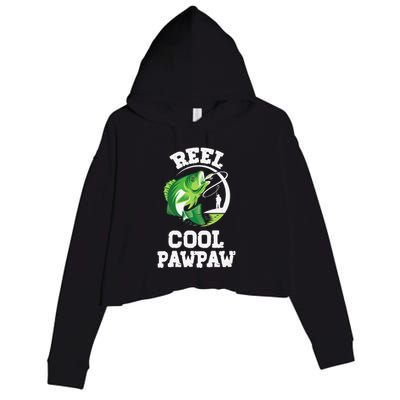 Reel Cool Pawpaw Fishing Fisherman Funny Retro Pawpaw Crop Fleece Hoodie