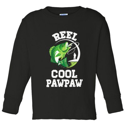 Reel Cool Pawpaw Fishing Fisherman Funny Retro Pawpaw Toddler Long Sleeve Shirt