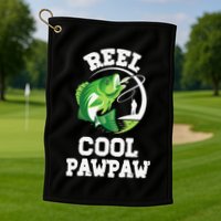 Reel Cool Pawpaw Fishing Fisherman Funny Retro Pawpaw Golf Towel