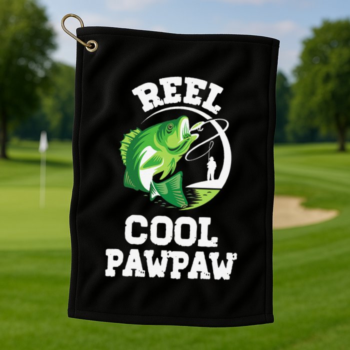 Reel Cool Pawpaw Fishing Fisherman Funny Retro Pawpaw Golf Towel