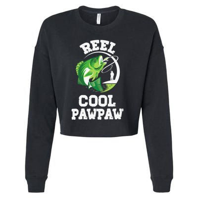 Reel Cool Pawpaw Fishing Fisherman Funny Retro Pawpaw Cropped Pullover Crew