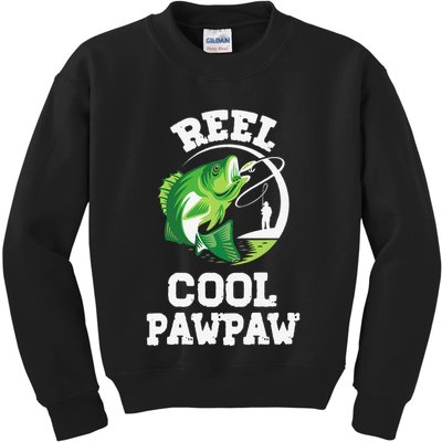 Reel Cool Pawpaw Fishing Fisherman Funny Retro Pawpaw Kids Sweatshirt