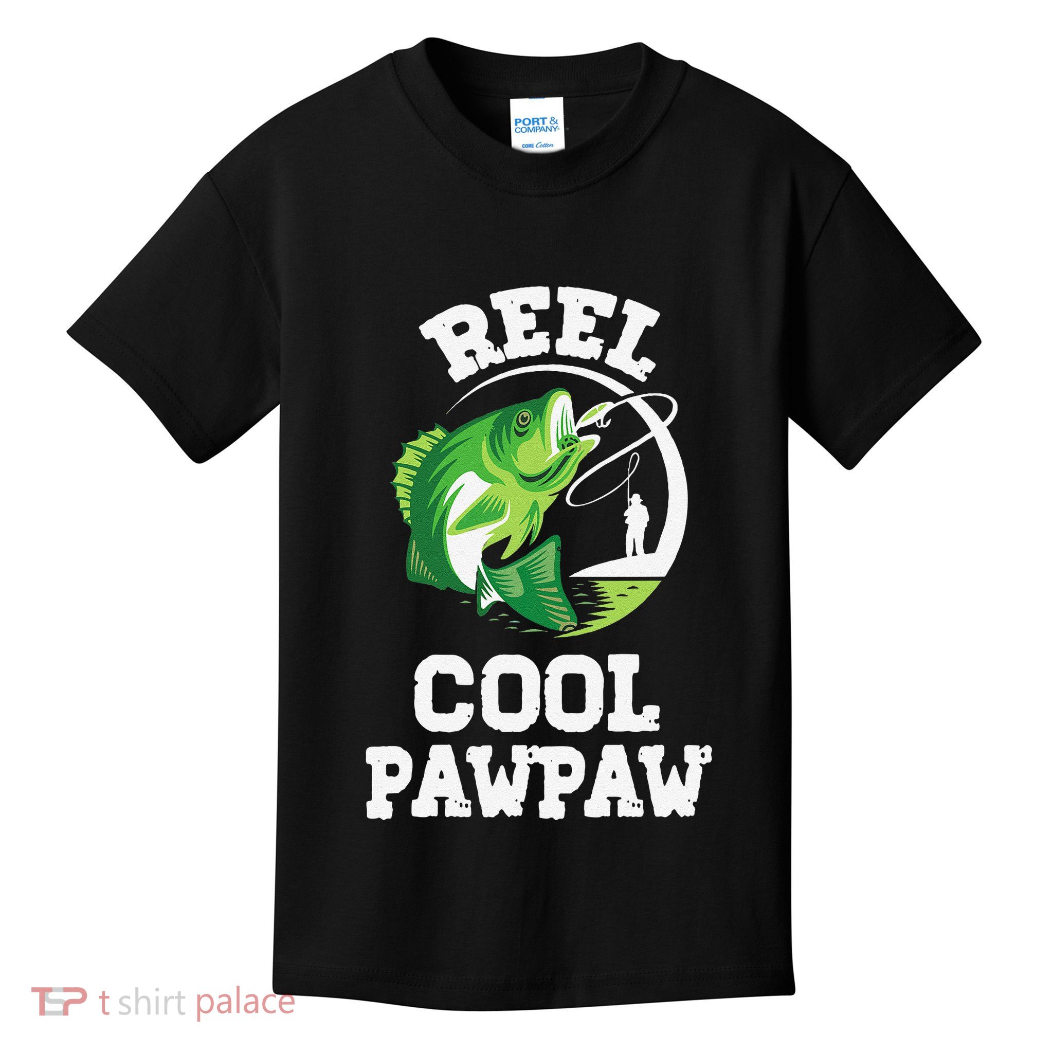 Reel Cool Pawpaw Fishing Fisherman Funny Retro Pawpaw Kids T-Shirt