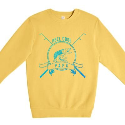 Reel Cool Papa Grandpa Fishing Gift Premium Crewneck Sweatshirt