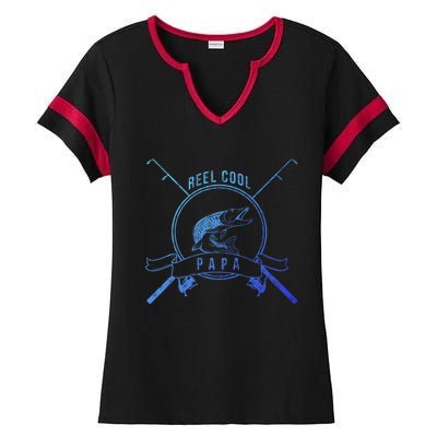 Reel Cool Papa Grandpa Fishing Gift Ladies Halftime Notch Neck Tee