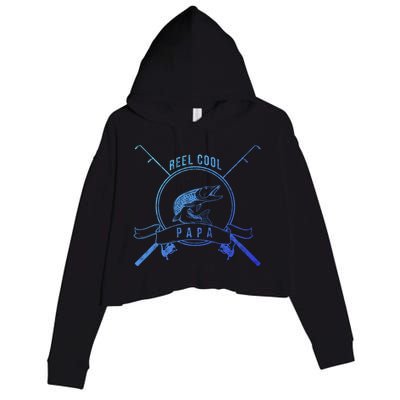 Reel Cool Papa Grandpa Fishing Gift Crop Fleece Hoodie