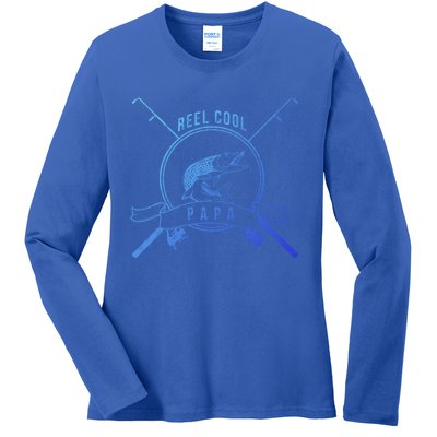 Reel Cool Papa Grandpa Fishing Gift Ladies Long Sleeve Shirt