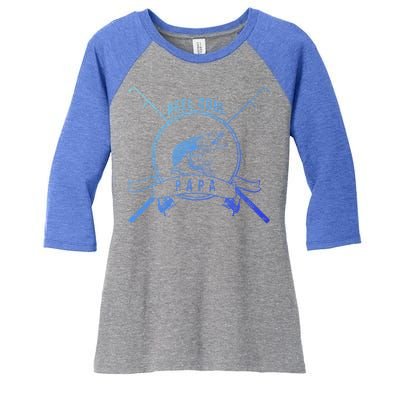 Reel Cool Papa Grandpa Fishing Gift Women's Tri-Blend 3/4-Sleeve Raglan Shirt