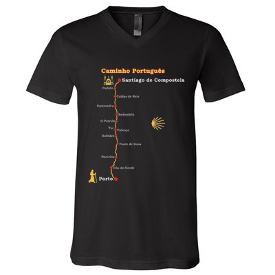 Route Caminho PortuguêS De Santiago Stages Camino Portugues V-Neck T-Shirt