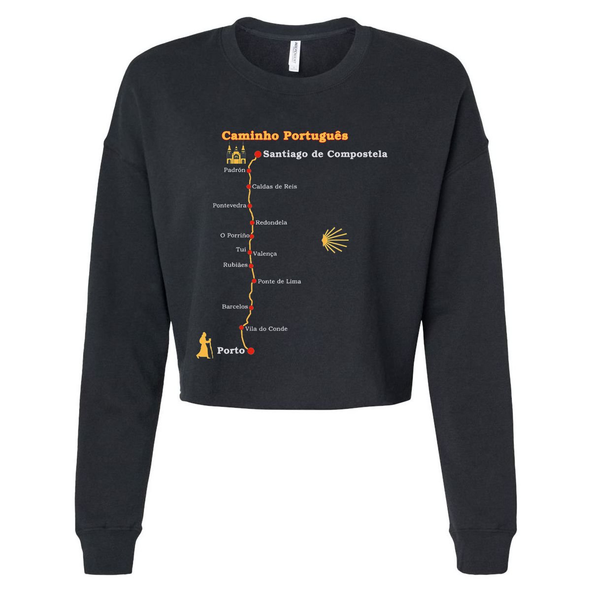 Route Caminho PortuguêS De Santiago Stages Camino Portugues Cropped Pullover Crew
